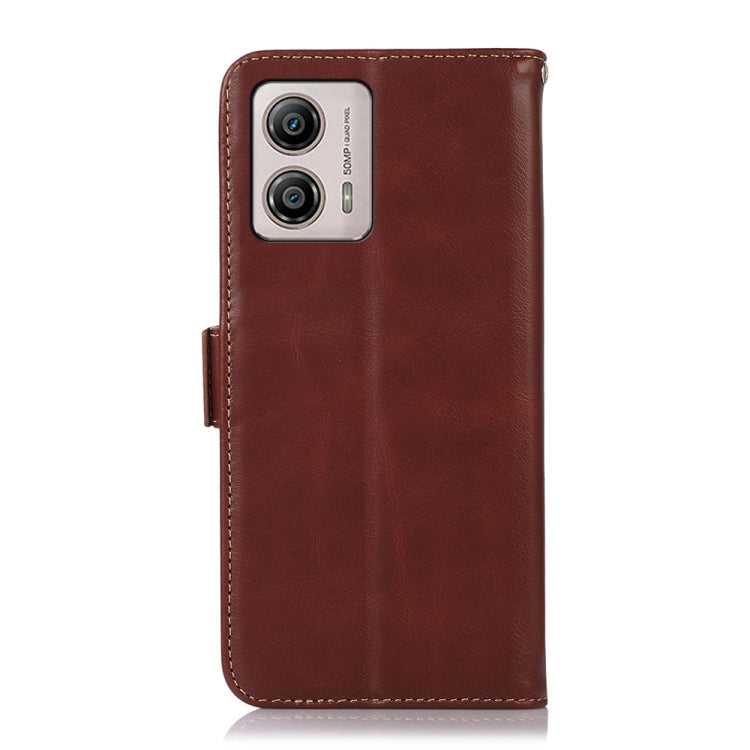 For Motorola Moto G53 5G Crazy Horse Top Layer Cowhide RFID Leather Phone Case(Brown) - Motorola Cases by buy2fix | Online Shopping UK | buy2fix