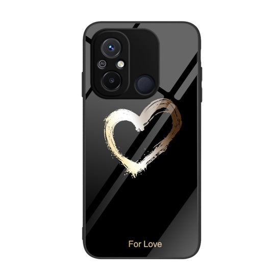 For Xiaomi Redmi 12C Colorful Painted Glass Phone Case(Black Love) - Xiaomi Cases by buy2fix | Online Shopping UK | buy2fix