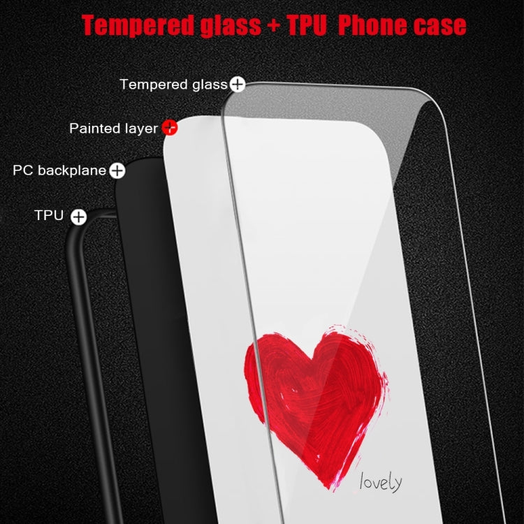 For Xiaomi Redmi 12C Colorful Painted Glass Phone Case(Black Love) - Xiaomi Cases by buy2fix | Online Shopping UK | buy2fix