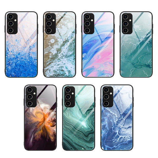 For Samsung Galaxy A34 5G Marble Pattern Glass Phone Case(Green Ocean) by buy2fix