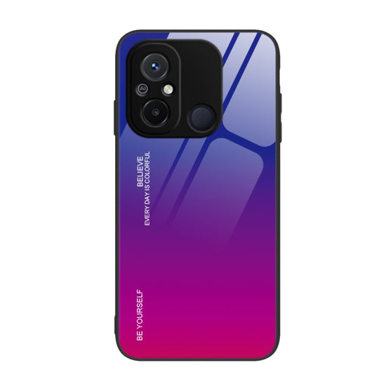 For Xiaomi Redmi 12C Gradient Color Glass Phone Case(Purple Red)