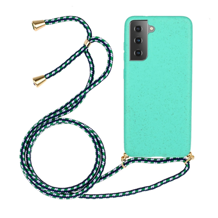 For Samsung Galaxy A54 5G Wheat Straw Material + TPU Phone Case with Lanyard(Green) - Galaxy Phone Cases by buy2fix | Online Shopping UK | buy2fix