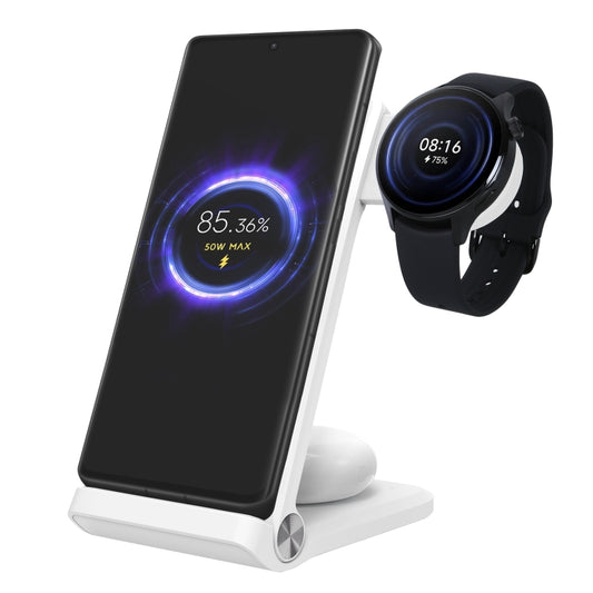 NILLKIN 3 in 1 Wireless Charger with Xiaomi S1 Pro Watch Charger, Plug Type:US Plug(White) by NILLKIN