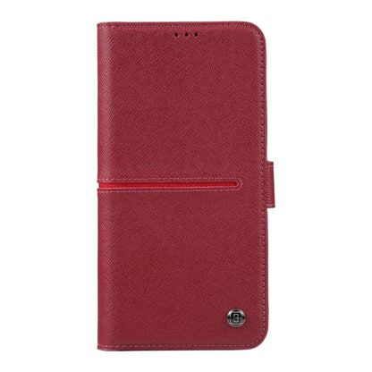 For iPhone 14 GEBEI Top-grain Horizontal Flip Leather Phone Case(Wine Red) - iPhone 14 Cases by GEBEI | Online Shopping UK | buy2fix