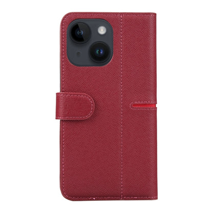 For iPhone 14 Plus GEBEI Top-grain Horizontal Flip Leather Phone Case(Wine Red) - iPhone 14 Plus Cases by GEBEI | Online Shopping UK | buy2fix