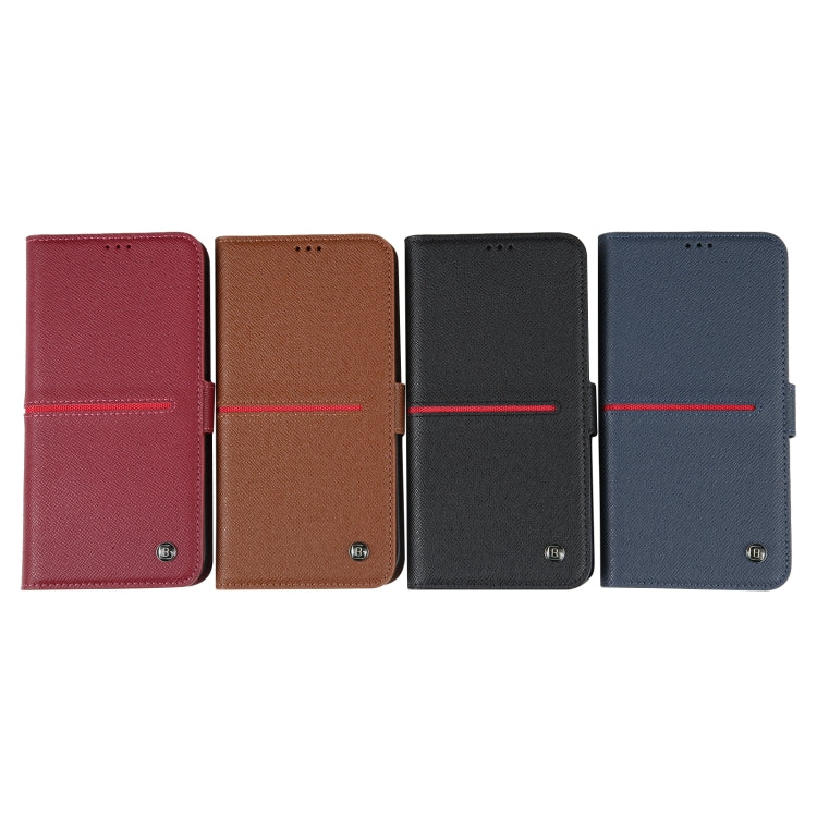 For iPhone 14 Plus GEBEI Top-grain Horizontal Flip Leather Phone Case(Wine Red) - iPhone 14 Plus Cases by GEBEI | Online Shopping UK | buy2fix