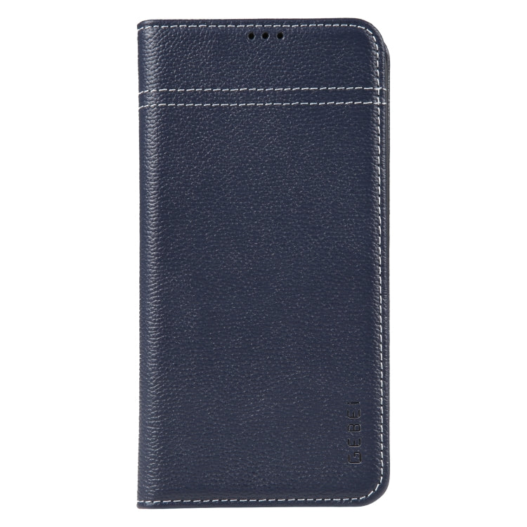 For iPhone 13 Pro GEBEI Top-grain Horizontal Flip Leather Phone Case(Blue) - iPhone 13 Pro Cases by GEBEI | Online Shopping UK | buy2fix