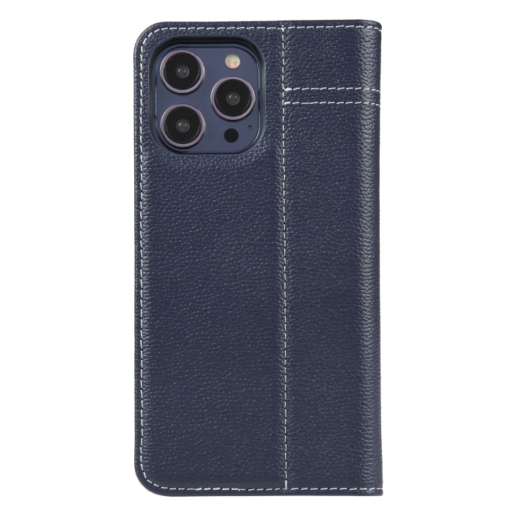 For iPhone 13 Pro GEBEI Top-grain Horizontal Flip Leather Phone Case(Blue) - iPhone 13 Pro Cases by GEBEI | Online Shopping UK | buy2fix