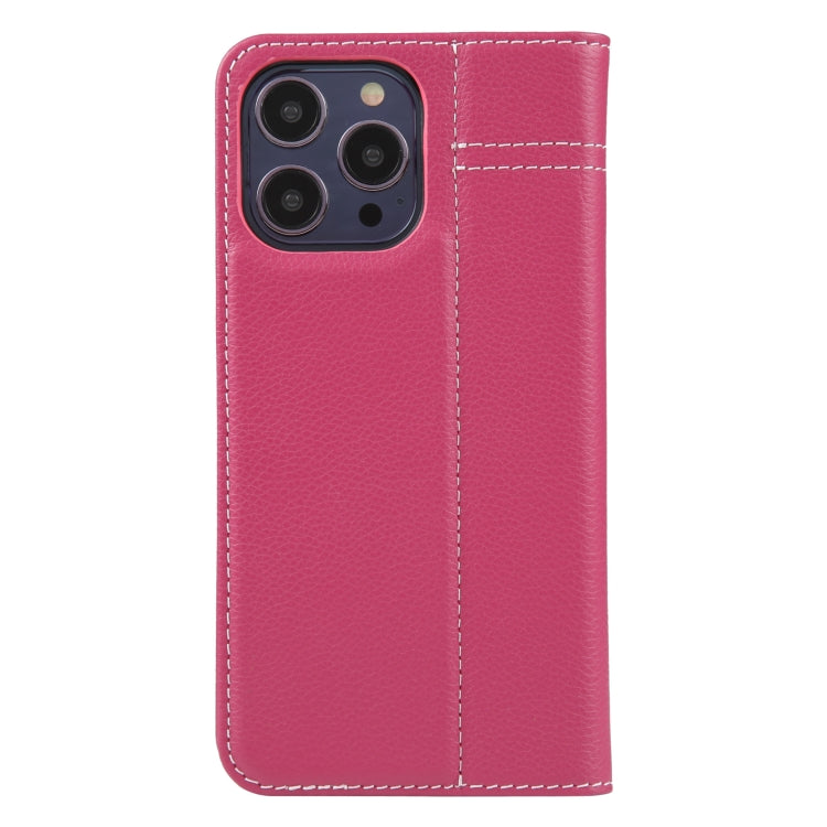 For iPhone 13 Pro GEBEI Top-grain Horizontal Flip Leather Phone Case(Rose Red) - iPhone 13 Pro Cases by GEBEI | Online Shopping UK | buy2fix