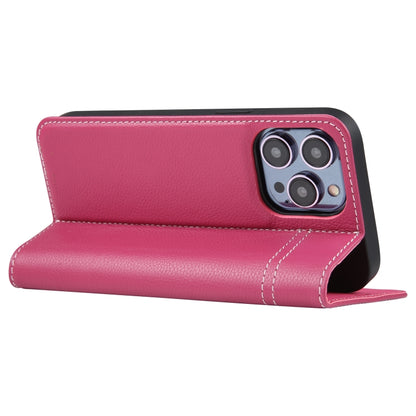 For iPhone 13 Pro GEBEI Top-grain Horizontal Flip Leather Phone Case(Rose Red) - iPhone 13 Pro Cases by GEBEI | Online Shopping UK | buy2fix