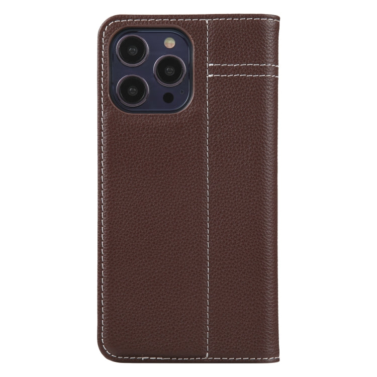 For iPhone 13 Pro GEBEI Top-grain Horizontal Flip Leather Phone Case(Brown) - iPhone 13 Pro Cases by GEBEI | Online Shopping UK | buy2fix