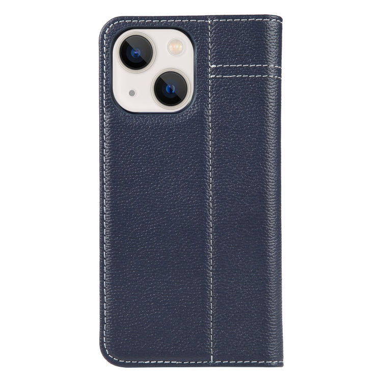 For iPhone 13 GEBEI Top-grain Horizontal Flip Leather Phone Case(Blue) - iPhone 13 Cases by GEBEI | Online Shopping UK | buy2fix