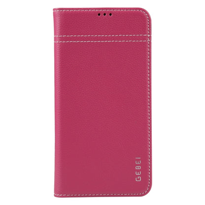 For iPhone 13 GEBEI Top-grain Horizontal Flip Leather Phone Case(Rose Red) - iPhone 13 Cases by GEBEI | Online Shopping UK | buy2fix