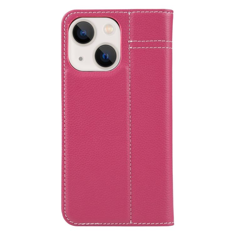 For iPhone 13 GEBEI Top-grain Horizontal Flip Leather Phone Case(Rose Red) - iPhone 13 Cases by GEBEI | Online Shopping UK | buy2fix