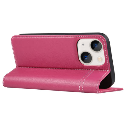 For iPhone 13 GEBEI Top-grain Horizontal Flip Leather Phone Case(Rose Red) - iPhone 13 Cases by GEBEI | Online Shopping UK | buy2fix