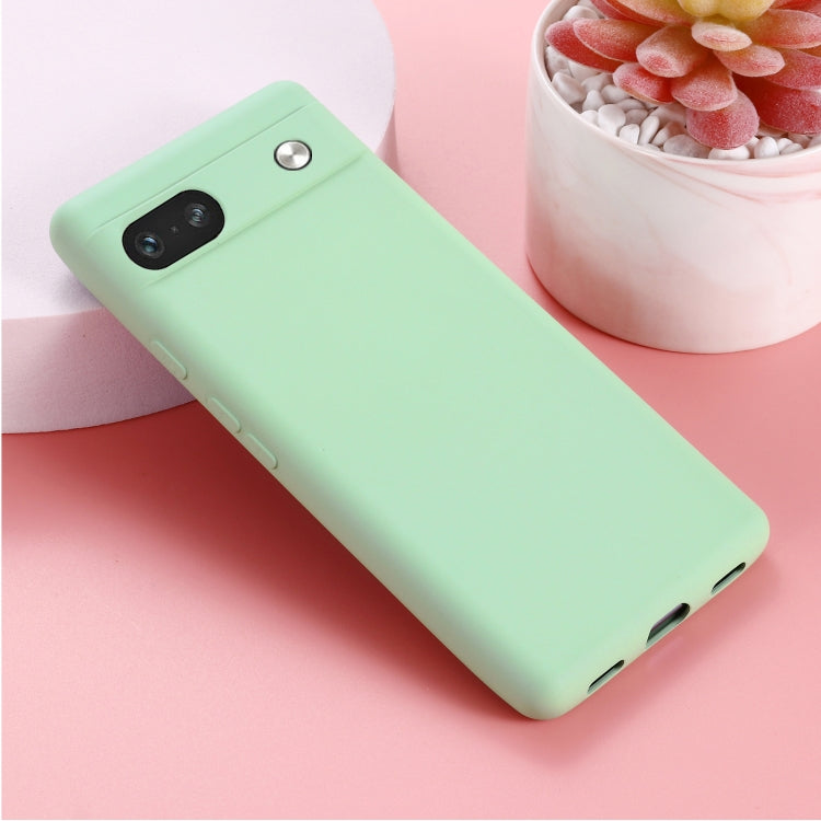 For Google Pixel 7a Pure Color Liquid Silicone Shockproof Phone Case(Green) - Google Cases by buy2fix | Online Shopping UK | buy2fix