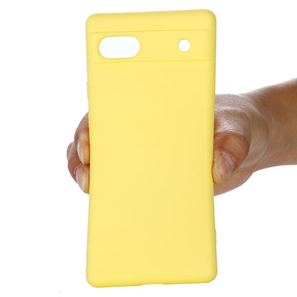 For Google Pixel 7a Pure Color Liquid Silicone Shockproof Phone Case(Yellow) - Google Cases by buy2fix | Online Shopping UK | buy2fix