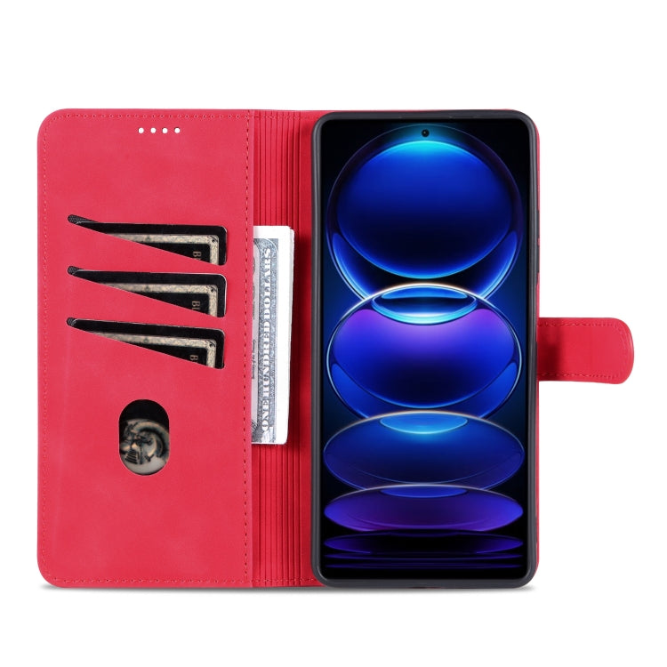 For Xiaomi Redmi Note 12 Pro 5G Global / China / Note 12 Pro 5G Speed / Poco X5 Pro AZNS Skin Feel Calf Texture Flip Leather Phone Case(Red) - Note 12 Pro Cases by AZNS | Online Shopping UK | buy2fix