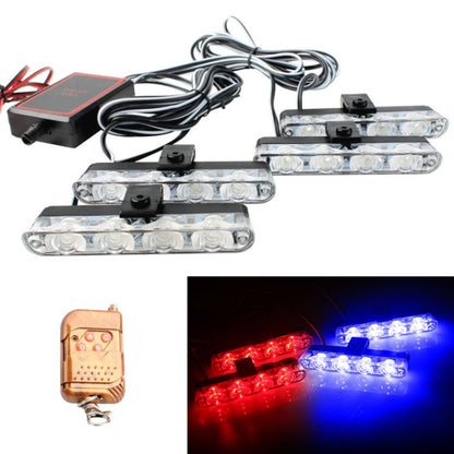 4 in 1 Car 16LEDs Grille Flash Lights Warning Lights with Wireless Remote Control(Red Blue) - In Car by buy2fix | Online Shopping UK | buy2fix