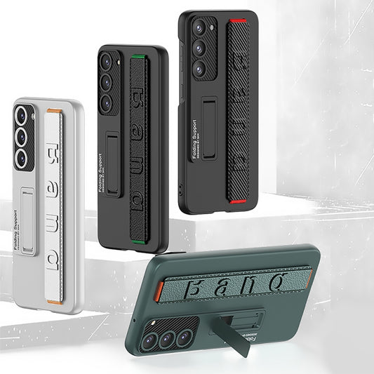 For Samsung Galaxy S23+ 5G GKK Ultra-thin Wristband Shockproof Phone Case with Holder(Black) by GKK