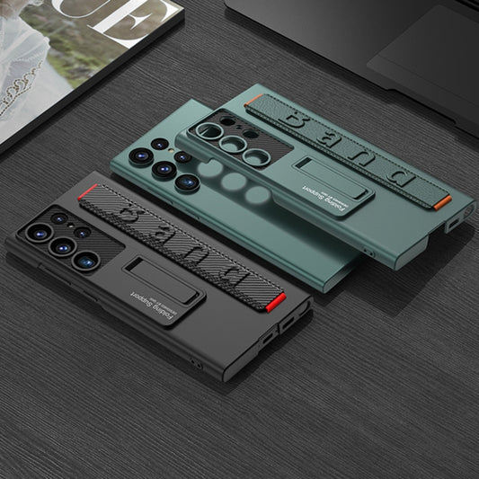 For Samsung Galaxy S23 Ultra 5G GKK Ultra-thin Wristband Shockproof Phone Case with Holder(Silver) by GKK