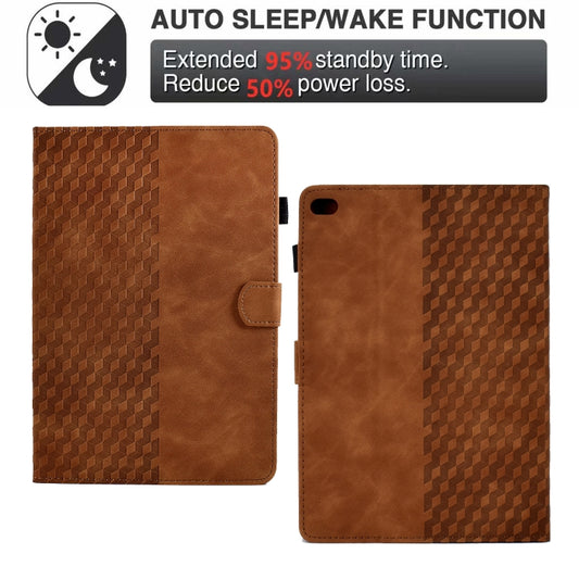 For iPad mini 5 / 4 / 3 / 2 / 1 Rhombus Embossed Leather Smart Tablet Case(Brown) by buy2fix
