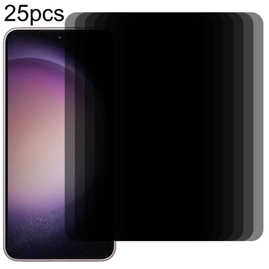 For Samsung Galaxy S23 5G 25pcs Flat Surface Privacy Tempered Glass Film, Support Fingerprint Unlock