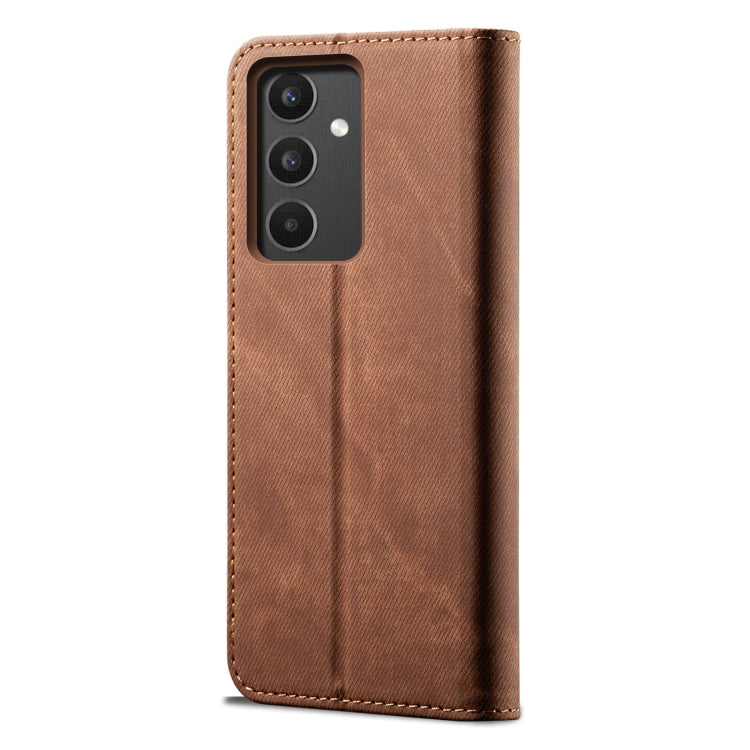 For Samsung Galaxy A34 5G Denim Texture Leather Phone Case(Brown) - Galaxy Phone Cases by buy2fix | Online Shopping UK | buy2fix