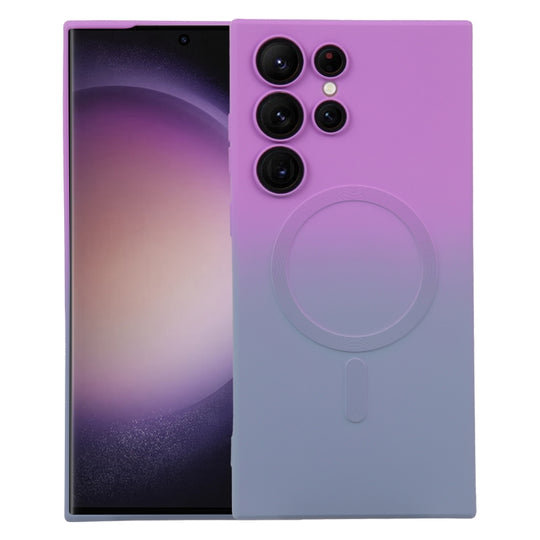 For Samsung Galaxy S23 Ultra 5G Liquid TPU Silicone Gradient MagSafe Phone Case(Purple Grey)