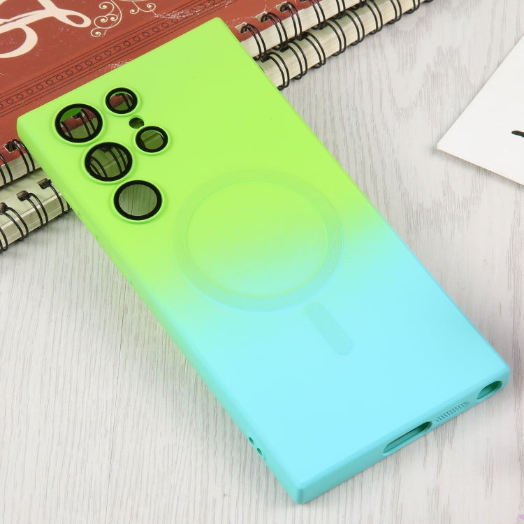 For Samsung Galaxy S23 Ultra 5G Liquid TPU Silicone Gradient MagSafe Phone Case(Cyan Blue) by buy2fix