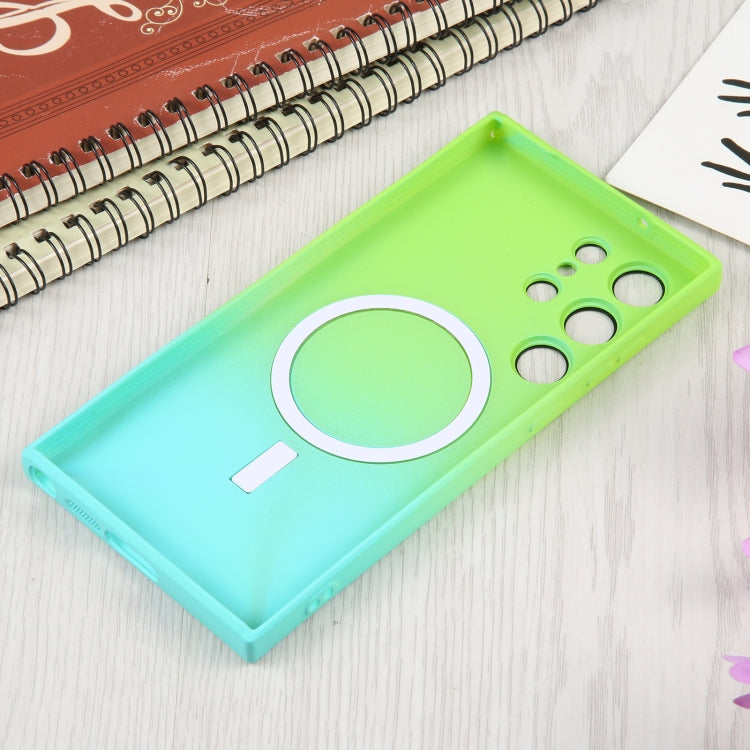 For Samsung Galaxy S23 Ultra 5G Liquid TPU Silicone Gradient MagSafe Phone Case(Cyan Blue) by buy2fix