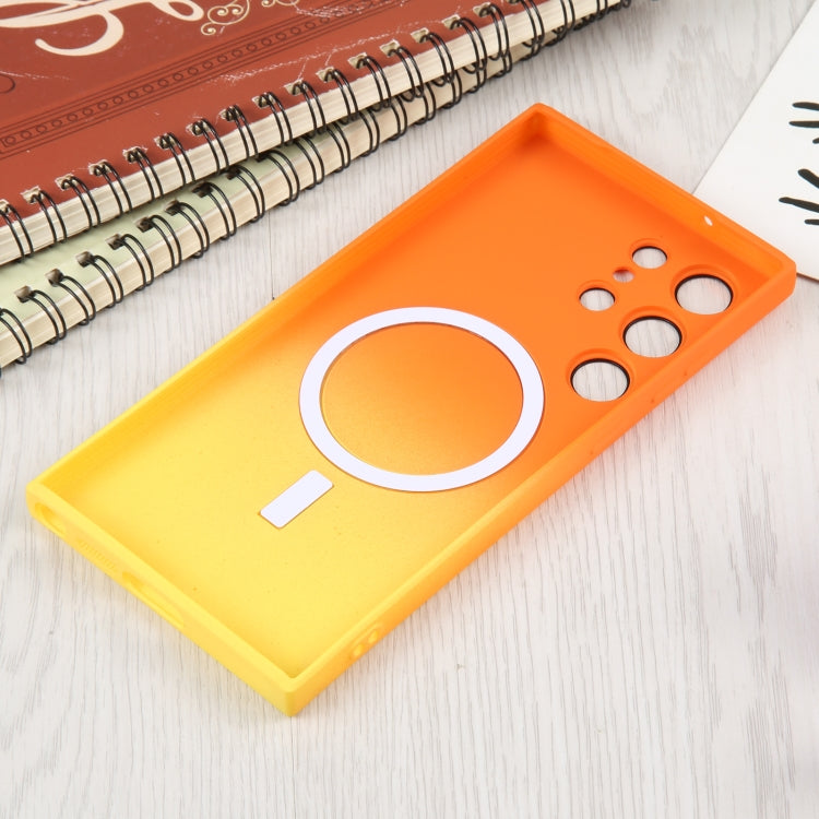 For Samsung Galaxy S22 Ultra 5G Liquid TPU Silicone Gradient MagSafe Phone Case(Orange Yellow) by buy2fix
