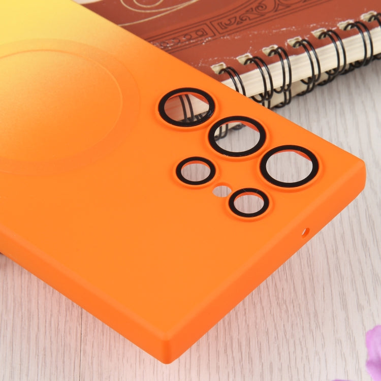 For Samsung Galaxy S22 Ultra 5G Liquid TPU Silicone Gradient MagSafe Phone Case(Orange Yellow) by buy2fix