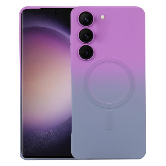 For Samsung Galaxy S23+ 5G Liquid TPU Silicone Gradient MagSafe Phone Case(Purple Grey)