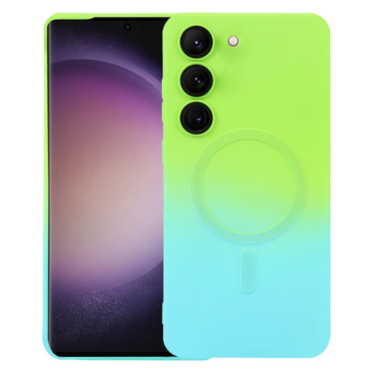 For Samsung Galaxy S22 5G Liquid TPU Silicone Gradient MagSafe Phone Case(Cyan Blue)