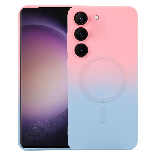 For Samsung Galaxy S22+ 5G Liquid TPU Silicone Gradient MagSafe Phone Case(Pink Blue)
