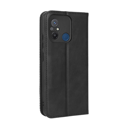 For Xiaomi Redmi 12C / 11A Magnetic Buckle Retro Texture Leather Phone Case(Black) - Xiaomi Cases by buy2fix | Online Shopping UK | buy2fix