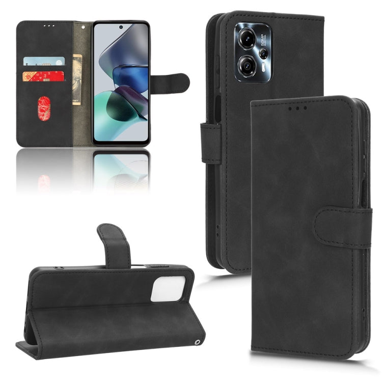 For Motorola Moto G13 / G23 / G53 Skin Feel Magnetic Flip Leather Phone Case(Black) - Motorola Cases by buy2fix | Online Shopping UK | buy2fix