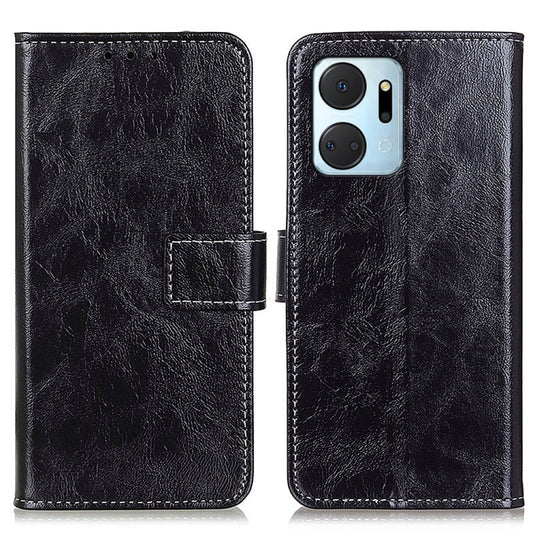 For Honor X7A Retro Crazy Horse Texture Horizontal Flip Leather Phone Case(Black) by buy2fix