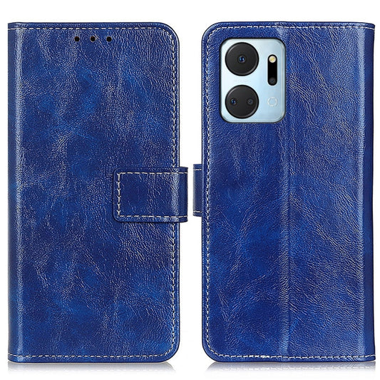 For Honor X7A Retro Crazy Horse Texture Horizontal Flip Leather Phone Case(Blue) by buy2fix