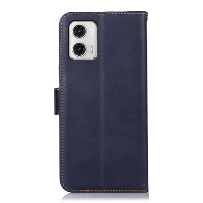 For Motorola Moto G73 5G Crazy Horse Top Layer Cowhide Leather Phone Case(Blue) - Motorola Cases by buy2fix | Online Shopping UK | buy2fix