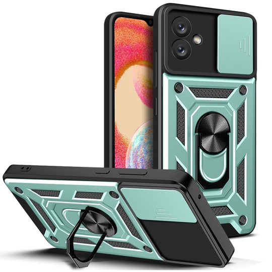 For Samsung Galaxy A04e Sliding Camera Cover Design Phone Case(Dark Green)