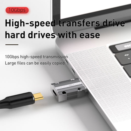 120W Type-C Female to USB 3.0 Male Zinc Alloy Straight Adapter(Silver) by buy2fix