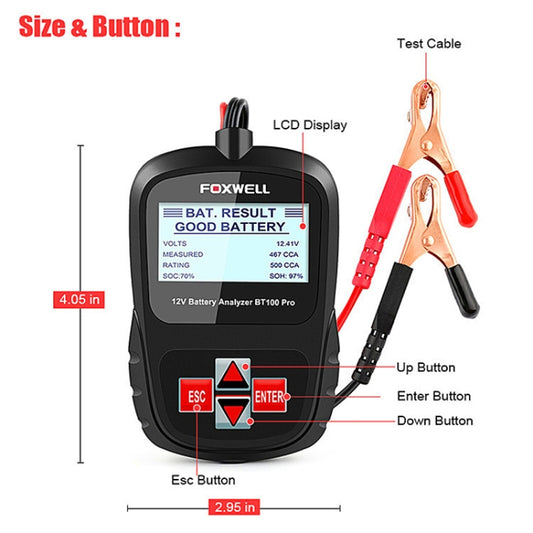 FOXWELL BT100Pro 12V Car Battery Detector Fault Diagnosis Tool by buy2fix