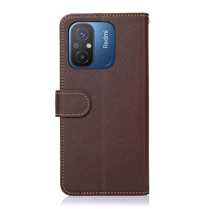 For Xiaomi Redmi 12C / Redmi 11A KHAZNEH Litchi Texture Leather RFID Phone Case(Brown) - Xiaomi Cases by buy2fix | Online Shopping UK | buy2fix