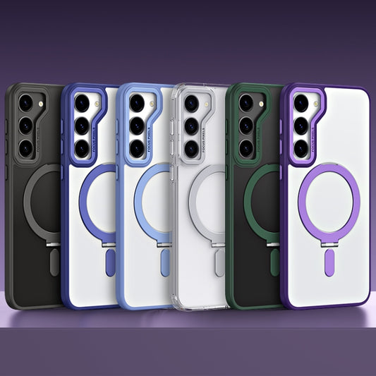 For Samsung Galaxy S23 5G Skin Feel MagSafe Shockproof Phone Case with Holder(Purple) by buy2fix