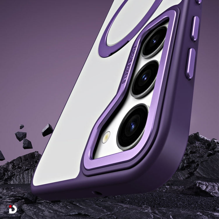 For Samsung Galaxy S23 5G Skin Feel MagSafe Shockproof Phone Case with Holder(Purple) - Galaxy S23 5G Cases by buy2fix | Online Shopping UK | buy2fix