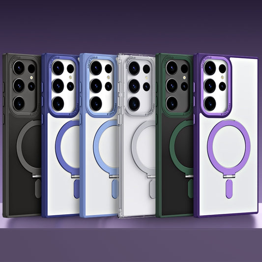 For Samsung Galaxy S23 Ultra 5G Skin Feel MagSafe Shockproof Phone Case with Holder(Sierra Blue) by buy2fix