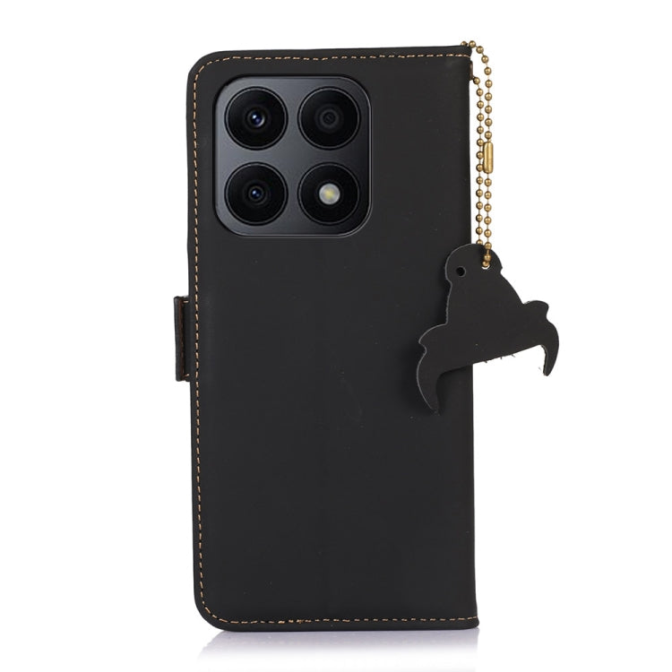 For Honor X8a 4G Genuine Leather Magnetic RFID Leather Phone Case(Black) - Honor Cases by buy2fix | Online Shopping UK | buy2fix