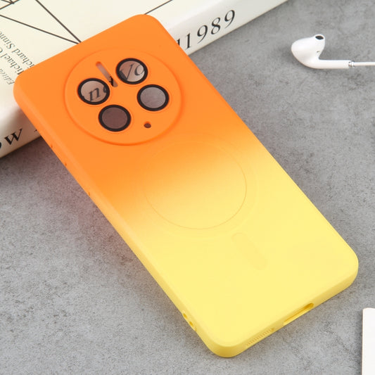 For Huawei Mate 50 Pro Liquid TPU Silicone Gradient MagSafe Phone Case(Orange Yellow) by buy2fix